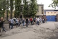 Journalists waiting for permission to enter Lukyanovskaya detention facility zone