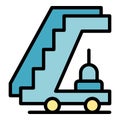 Journey airplane stairs icon vector flat