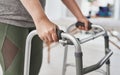 The journey back to full health starts now. an unrecognizable mature woman using a walker to walk during a her Royalty Free Stock Photo