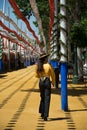 Horse riders strolling through Seville`s Feria, spain