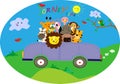 Journey by car. Cute little animals have a nice trip Royalty Free Stock Photo