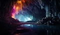 Journey into the depths of an intricate rainbow crystal cave