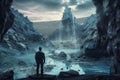 Ethereal Visions: A Cinematic Landscape of Glowing Crystals and Shimmering Waterfalls in 3D Studio Max Render