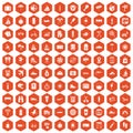 100 journey icons hexagon orange