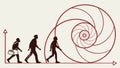 Journey of Life: Human Evolution in a Spiral Path, vector design Generative AI Royalty Free Stock Photo