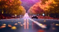 Journey Through the Light: Blurred Bokeh Car Road Royalty Free Stock Photo