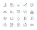 Journey line icons collection. Adventure, Exploration, Discovery, Trek, Odyssey, Pilgrimage, Quest vector and linear