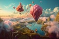 a journey through a magical dreamscape, featuring floating clouds and surreal scenery Royalty Free Stock Photo