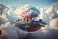 a journey through a magical dreamscape, featuring floating clouds and surreal scenery Royalty Free Stock Photo