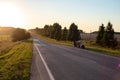 The journey on motorcycles road off into the sunset Royalty Free Stock Photo