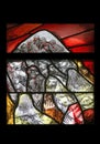 The journey of the nation at the end of the day on Mount Sinai, stained glass window in Saint James church in Sontbergen, Germany