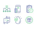 Journey path, Exam time and Contactless payment icons set. Water drop, Restructuring and Surprise gift signs. Vector