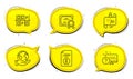 Journey path, Parking place and Technical info icons set. Online quiz sign. Vector