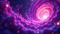 A journey through a purple nebula\'s glowing vortex an abstract cosmic scene of light and swirling clouds. Generative AI Royalty Free Stock Photo