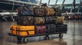 Journey\'s Commencement - A cart full of luggage in an airport. Generative AI