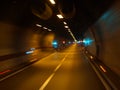 A journey through the San Roque tunnel, the beautiful colors, night, frosts ,frozen, fast , Zadar ,Zagreb, through Ve Royalty Free Stock Photo