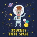 Journey into Space print with cute sheep astronaut