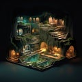 Underground Cities subterranean urban environments with intricate tunnels underground AI Isometric Royalty Free Stock Photo