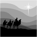 Journey of three wise men vector illustration isolated on white