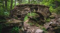 Journey Through Time, Ancient Ruins and Decrepit Stone Bridge in Forest. Generative Ai Royalty Free Stock Photo