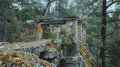 Journey Through Time, Ancient Ruins and Decrepit Stone Bridge in Forest. Generative Ai Royalty Free Stock Photo