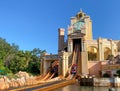The Journey to Atlantis Roller Coaster water ride at SeaWorld in Orlando, Florida Royalty Free Stock Photo