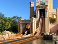 The Journey to Atlantis Roller Coaster water ride at SeaWorld in Orlando, Florida Royalty Free Stock Photo