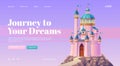 Journey to dream cartoon landing with pink castle