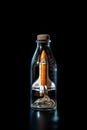 Journey to the Stars: Space Shuttle Embarked on a Cosmic Adventure, Encased in a Bottle Against a Black Background. created with Royalty Free Stock Photo