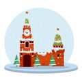 Winter Moscow. Cartoon flat illustration