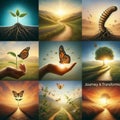Journey Transformation variations A seed growing into a tree a c Royalty Free Stock Photo