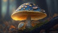 Journey Through a Translucent Fungi Forest, Discovering the Magic of Bioluminescent Mushrooms. Generative AI