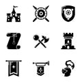 Joust icons set, simple style