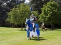 Jousting knights, warriors, fighters riding horses Royalty Free Stock Photo