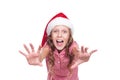 Jovial girl in santa claus hat