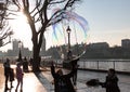 Joy, Children chasing bubbles London Royalty Free Stock Photo