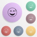 Joy in a cold sweat emoji badge color set icon. Simple glyph, flat vector of emoji icons for ui and ux, website or mobile Royalty Free Stock Photo