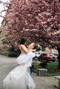 Joy and happiness on the faces of the bride and groom on their wedding day Royalty Free Stock Photo