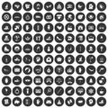 100 joy icons set black circle Royalty Free Stock Photo