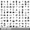 100 joy icons set, simple style Royalty Free Stock Photo