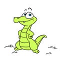 Joy little green crocodile illustration cartoon