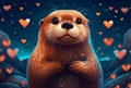 The Joy of Otters: AI-Generated Image of a Happy Otter