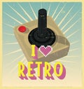 Joy Stick with Red Button on retro poster Royalty Free Stock Photo