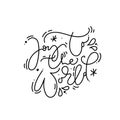 Joy To The World calligraphic hand written monoline text. Christmas holidays lettering for greeting card. Xmas poster Royalty Free Stock Photo