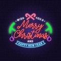 Joy to the world. Merry Christmas and Happy New Year neon sign . Vector illustration.