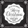 Joy to the world. Merry Christmas and Happy New Year stamp, sticker. Vector illustration. Royalty Free Stock Photo