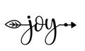 Joy word in boho arrow - lovely lettering calligraphy quote.