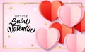 Joyeuse Saint Valentin with flying origami paper hearts