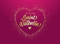 Joyeuse Saint Valentin French calligraphy with golden dust heart