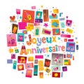 Joyeux Anniversaire Happy Birthday in French Royalty Free Stock Photo